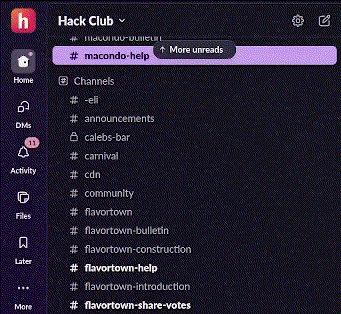 A GIF showing channels in Slack