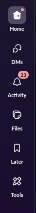 Slack sidebar with all icons enabled